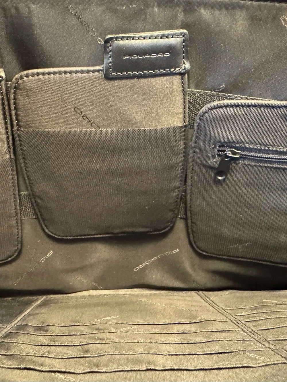 Black Leather Laptop Briefcase with Shoulder Strap